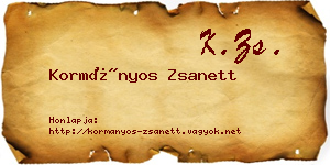 Kormányos Zsanett névjegykártya